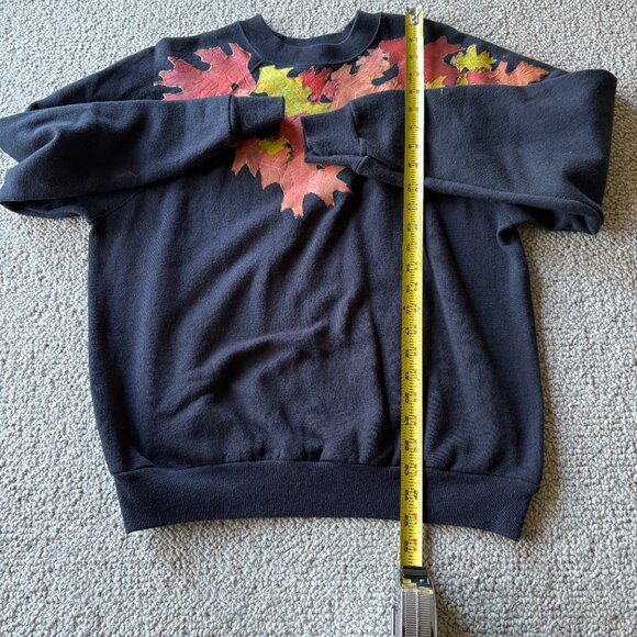 Vintage Tultex Fall Leaves Sweatshirt L Black Handmade Cozy Autumn Vibes 🍁 - Picture 9 of 9